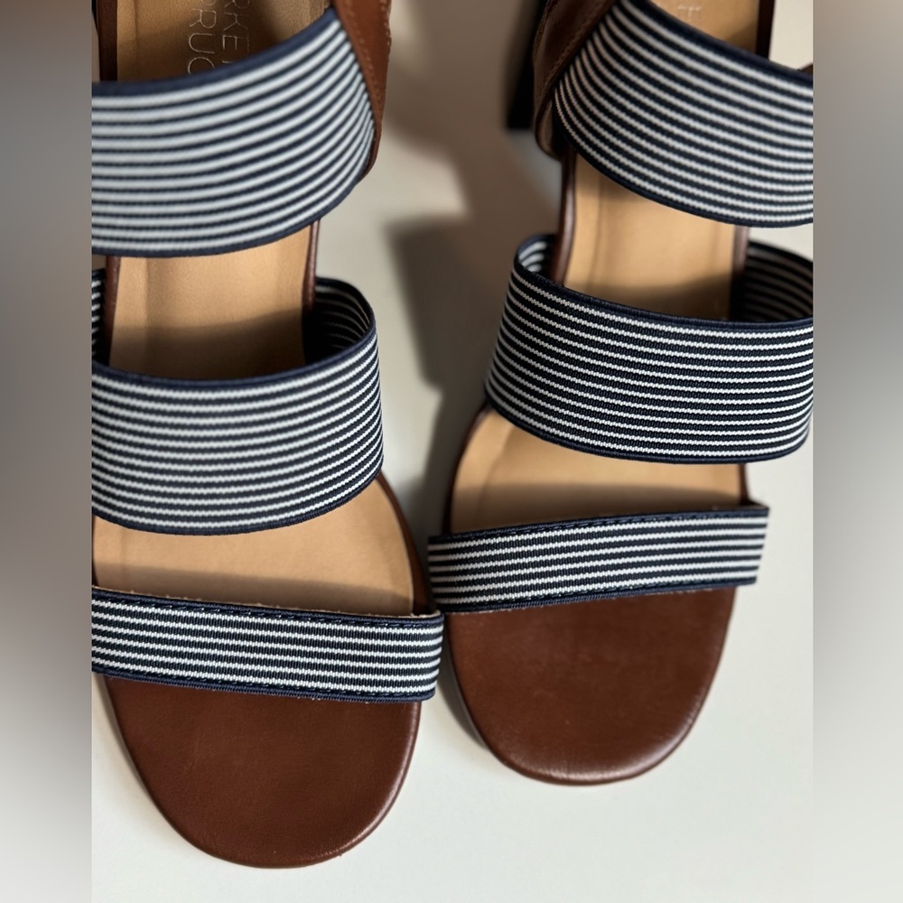 Market & Spruce Navy and Brown Striped Sandals - Picture 7 of 8